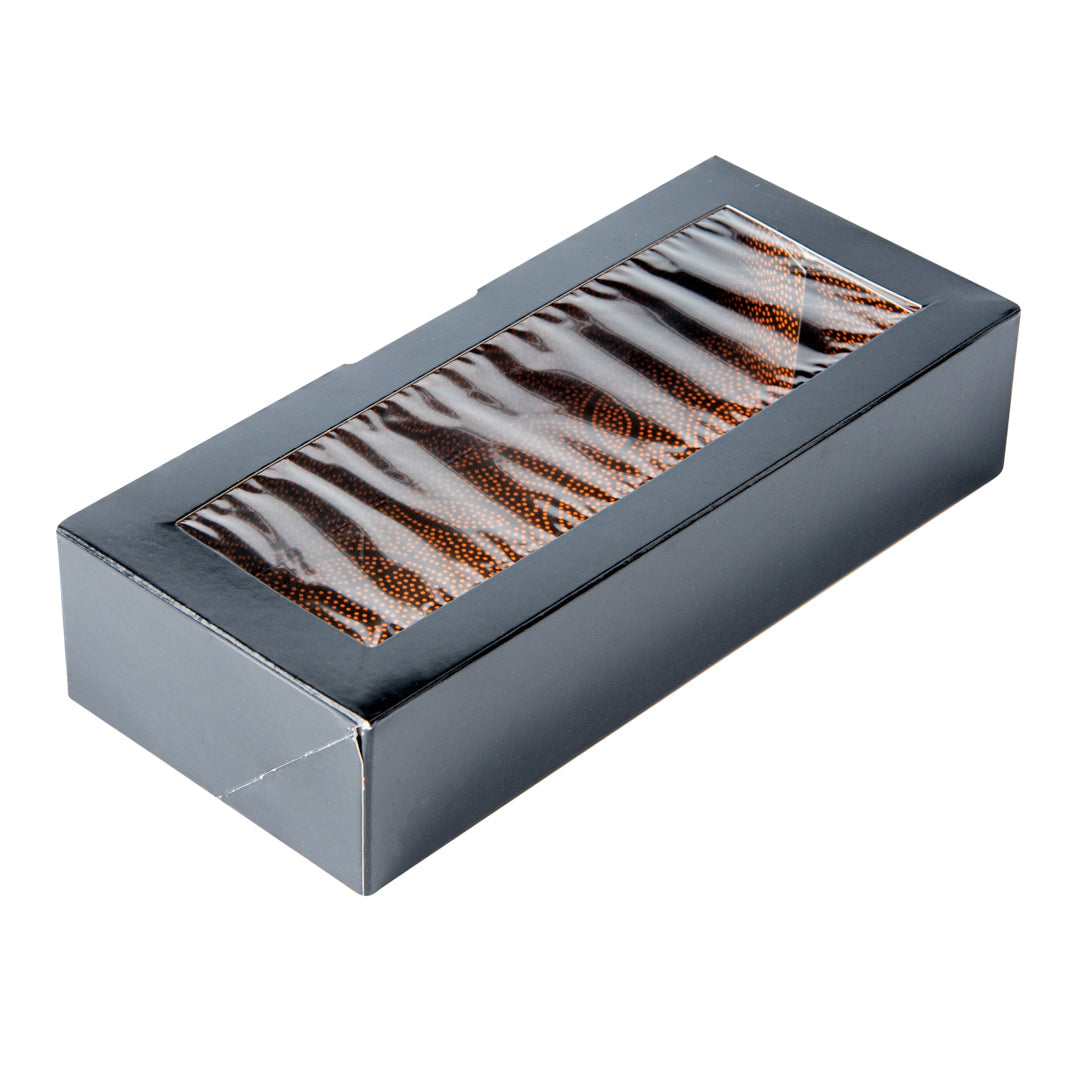 Sakura Vision Black Paper Medium Window Sushi Box - 8" x 3 1/2" x 1 3/4" - 50 count box