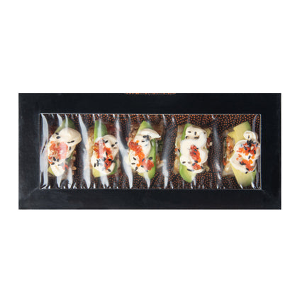 Sakura Vision Black Paper Medium Window Sushi Box - 8" x 3 1/2" x 1 3/4" - 200 count box