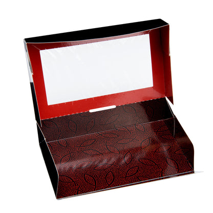 Sakura Vision Black Paper Large Window Sushi Box - 8" x 4 3/4" x 1 3/4" - 200 count box