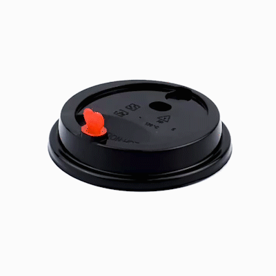 Restpresso Black Plastic Coffee Cup Lid - Fits 8, 12, 16 and 20 oz, with Red Heart Plug - 500 count box