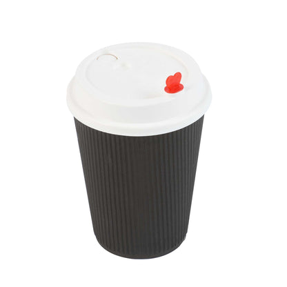 Restpresso White Plastic Coffee Cup Lid - Fits 8, 12, 16 and 20 oz, with Red Heart Plug - 500 count box