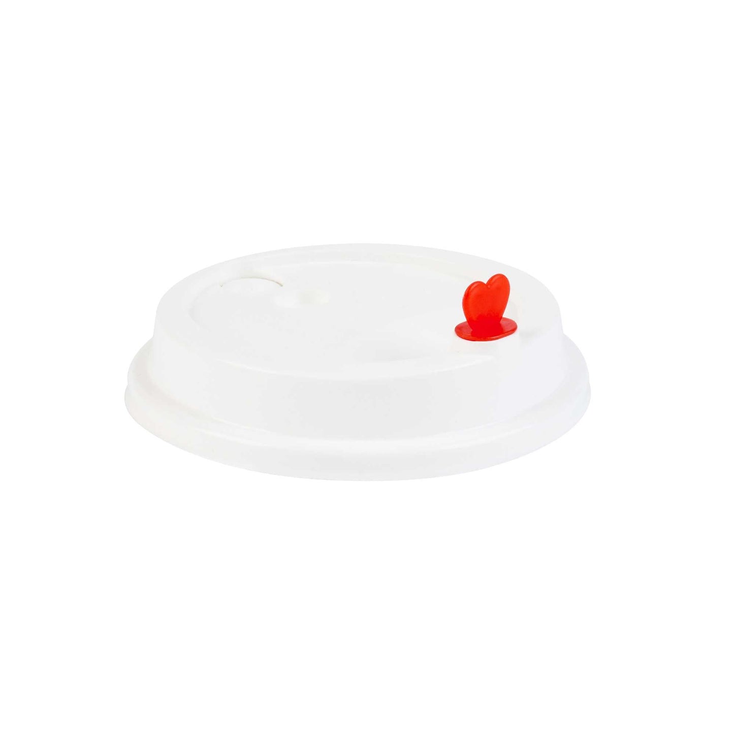 Restpresso White Plastic Coffee Cup Lid - Fits 8, 12, 16 and 20 oz, with Red Heart Plug - 500 count box