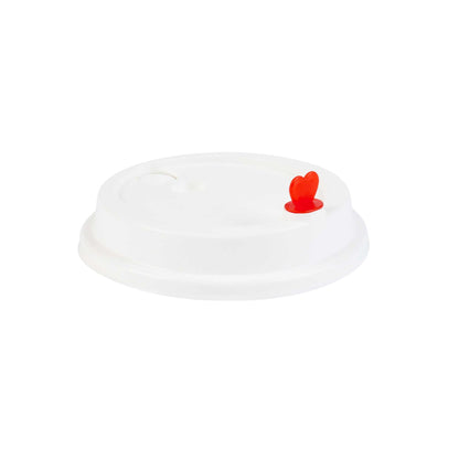 Restpresso White Plastic Coffee Cup Lid - Fits 8, 12, 16 and 20 oz, with Red Heart Plug - 500 count box