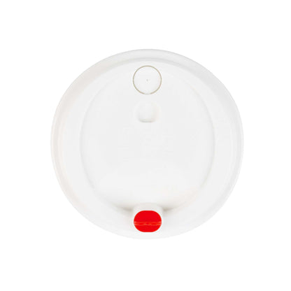 Restpresso White Plastic Coffee Cup Lid - Fits 8, 12, 16 and 20 oz, with Red Heart Plug - 500 count box