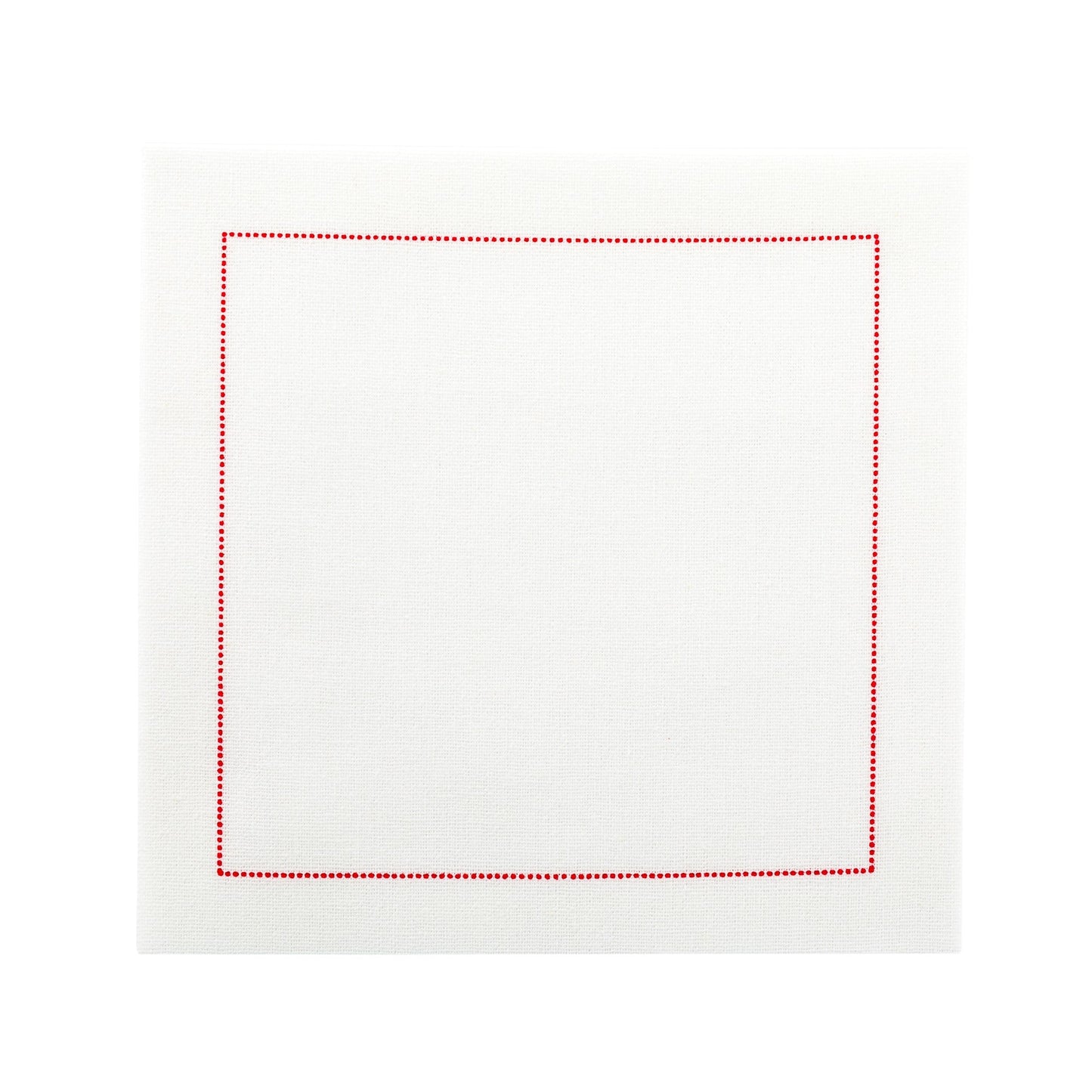 Luxenap Ecru Cloth Cocktail Napkin - Red Stitch, Organic, Disposable - 4 1/2" x 4 1/2" - 50 count box