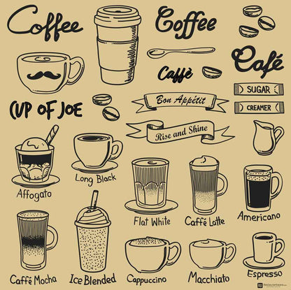 Gastronomia Kraft Paper Coffee Shop Wrap and Pastry Liner - Cup of Joe, Greaseproof - 12" x 12" - 500 count box