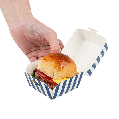 Bio Tek Blue and White Stripe Paper Slider Box - 2 1/2" x 2 1/2" x 2" - 100 count box