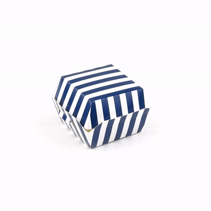 Bio Tek Blue and White Stripe Paper Slider Box - 2 1/2" x 2 1/2" x 2" - 100 count box