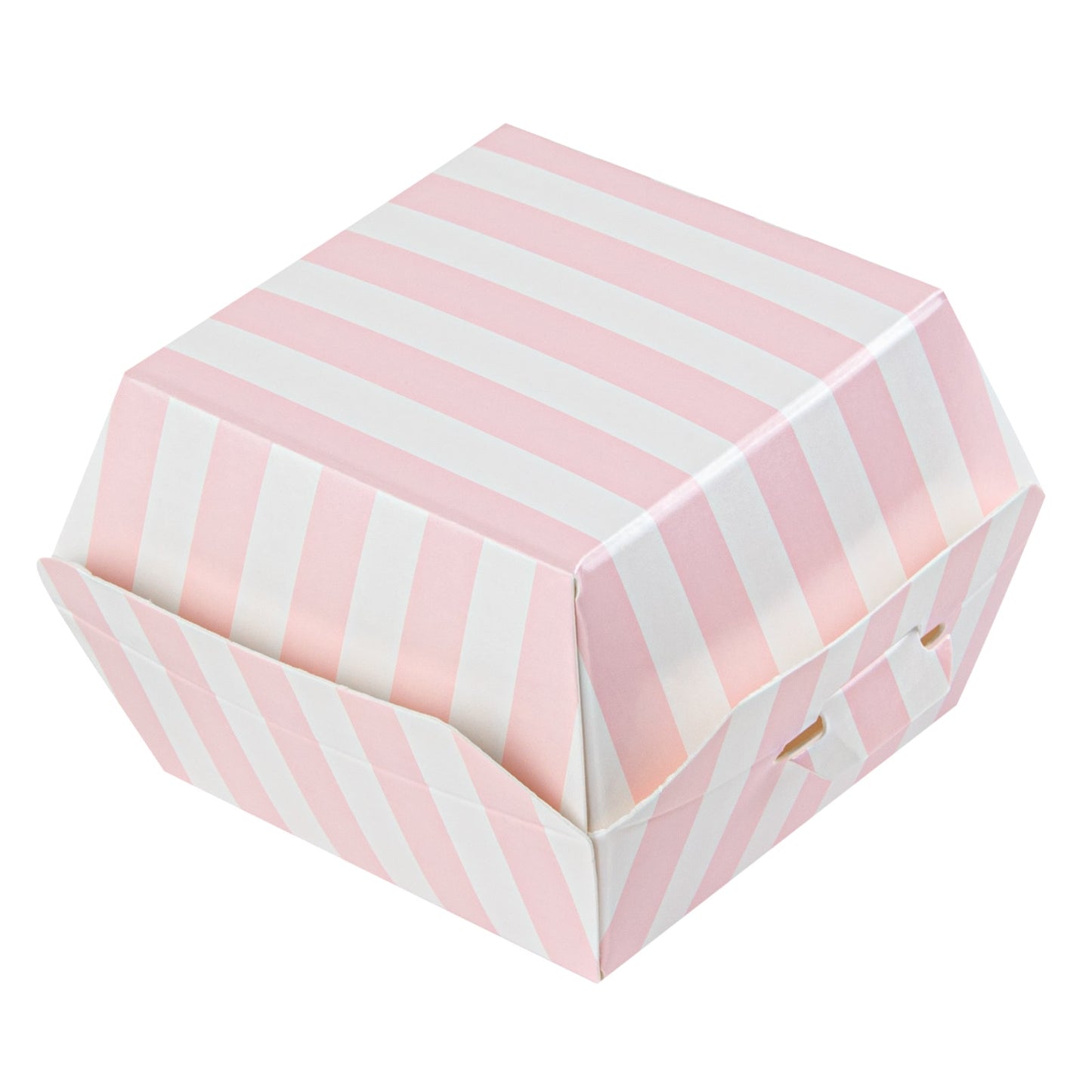 Bio Tek Pink and White Stripe Paper Slider Box - 2 1/2" x 2 1/2" x 2" - 100 count box