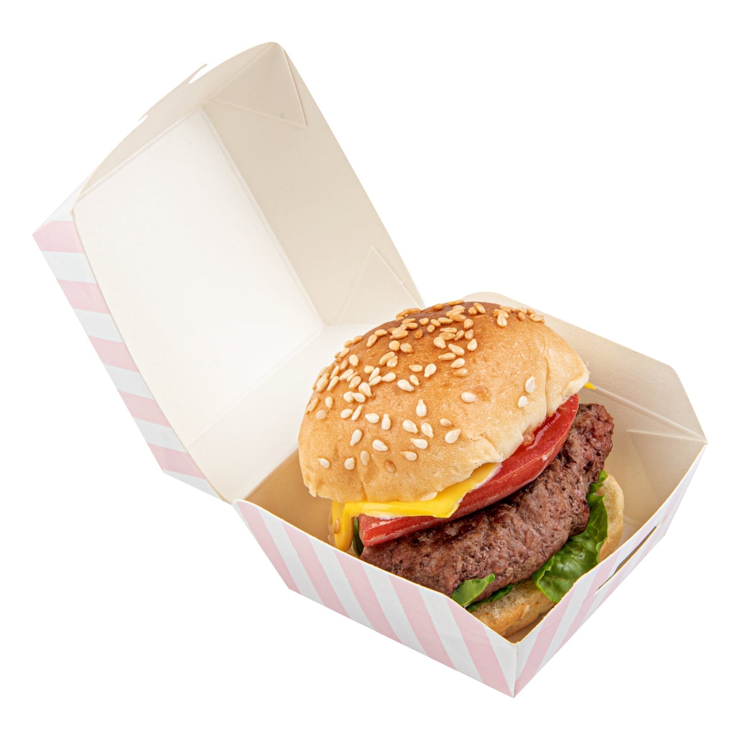 Bio Tek Pink and White Stripe Paper Slider Box - 2 1/2" x 2 1/2" x 2" - 100 count box
