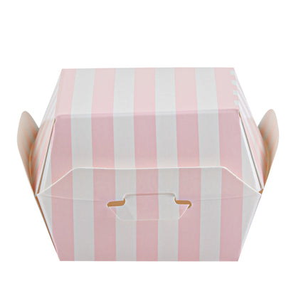 Bio Tek Pink and White Stripe Paper Slider Box - 2 1/2" x 2 1/2" x 2" - 100 count box