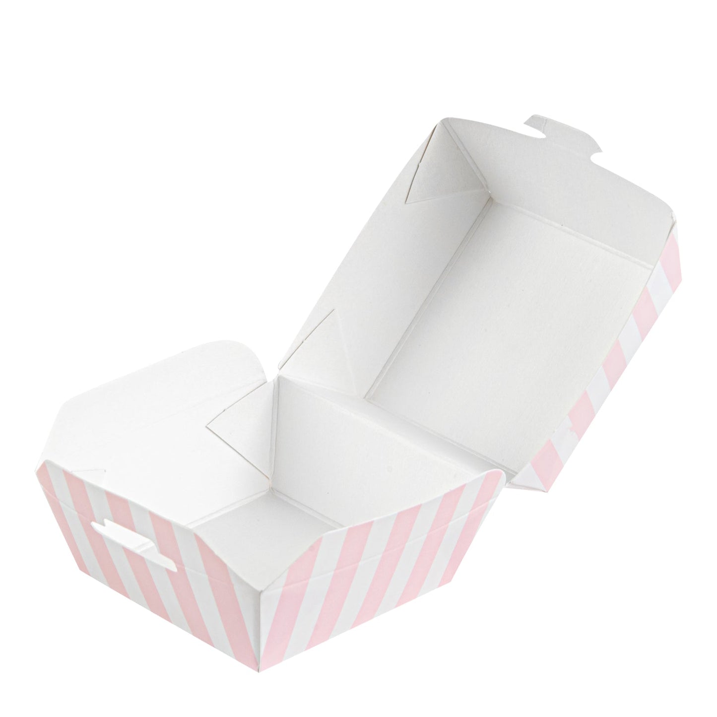 Bio Tek Pink and White Stripe Paper Slider Box - 2 1/2" x 2 1/2" x 2" - 100 count box