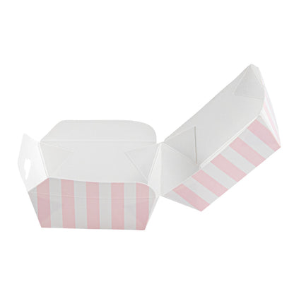 Bio Tek Pink and White Stripe Paper Slider Box - 2 1/2" x 2 1/2" x 2" - 100 count box