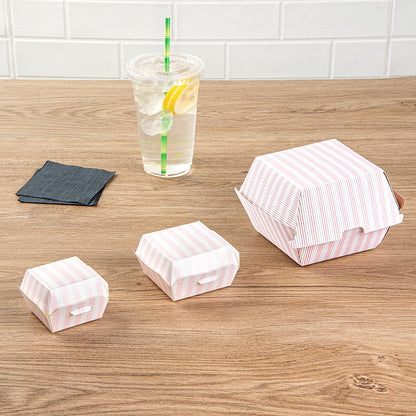 Bio Tek Pink and White Stripe Paper Slider Box - 2 1/2" x 2 1/2" x 2" - 100 count box