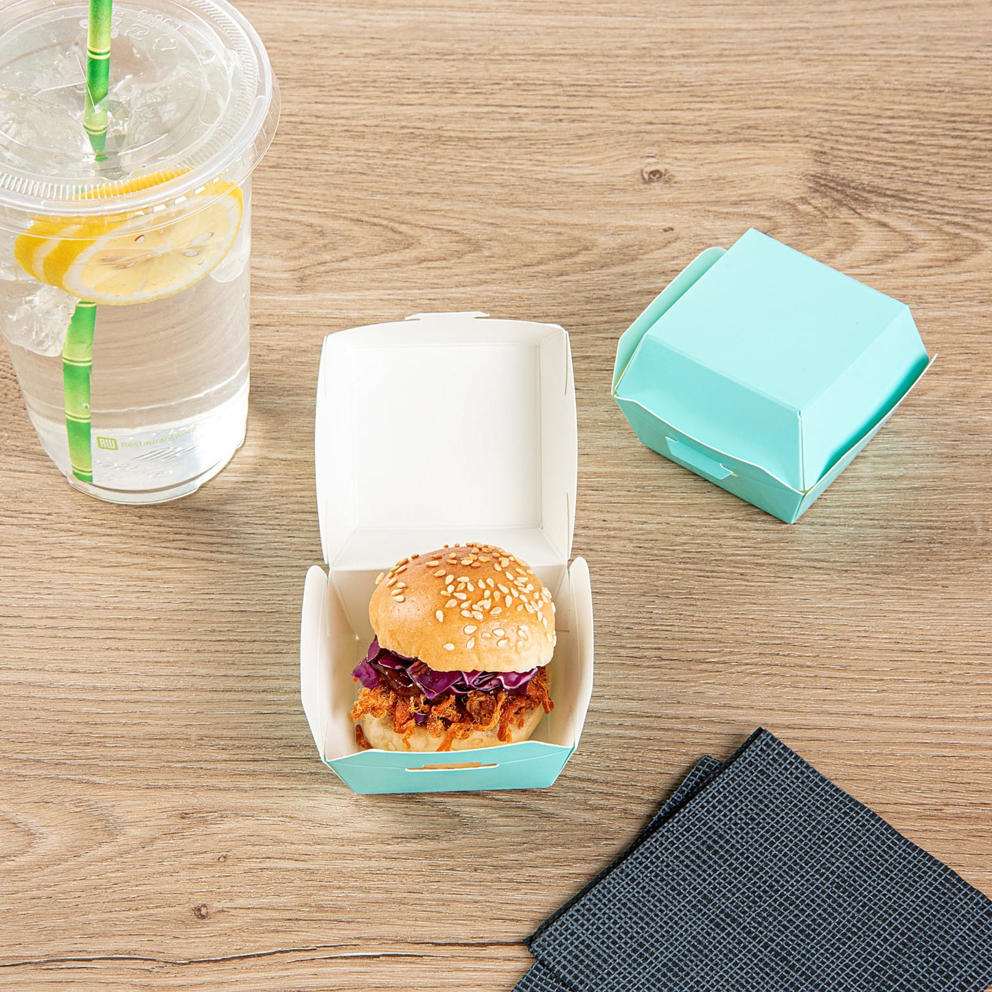 Bio Tek Turquoise Paper Slider Box - 2 1/2" x 2 1/2" x 2" - 100 count box