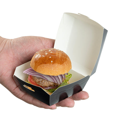 Bio Tek Black Paper Mini Burger Box - 2 3/4" x 2 3/4" x 2" - 100 count box