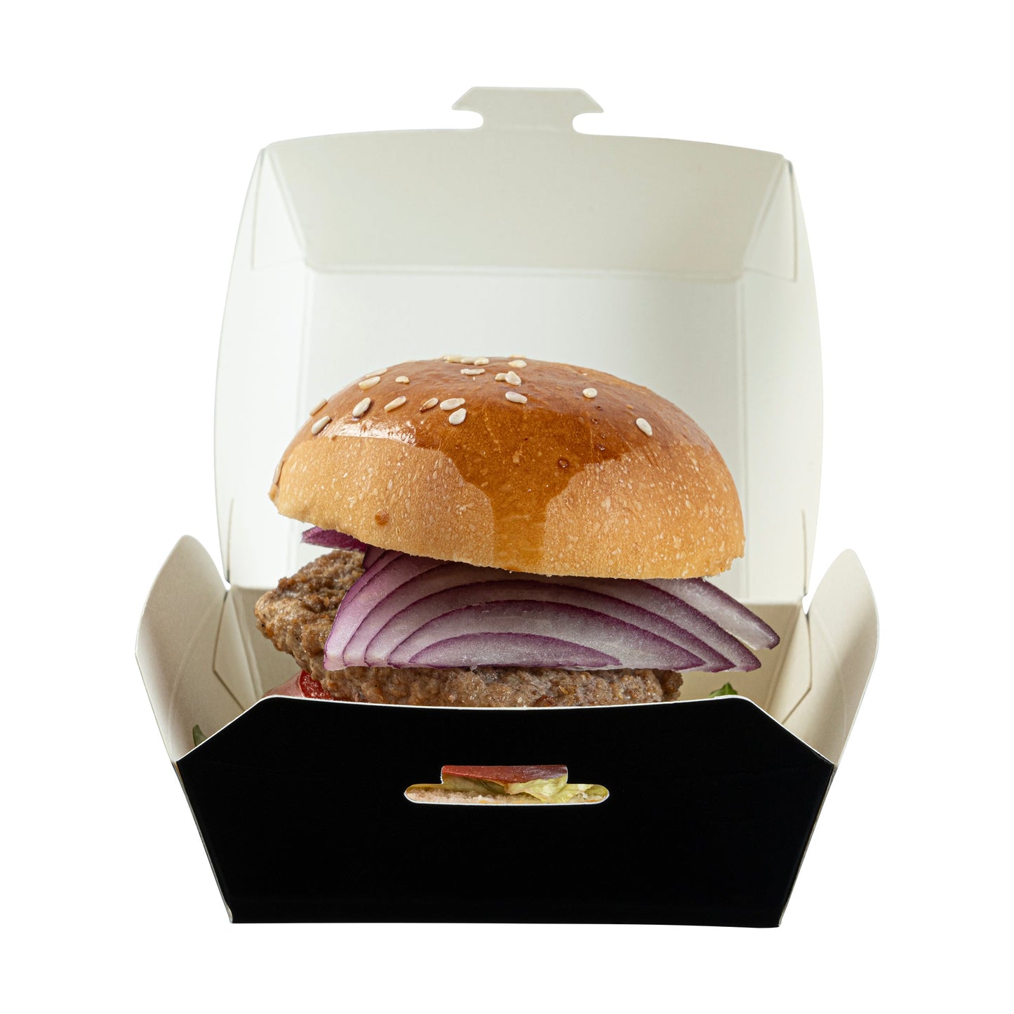 Bio Tek Black Paper Mini Burger Box - 2 3/4" x 2 3/4" x 2" - 100 count box