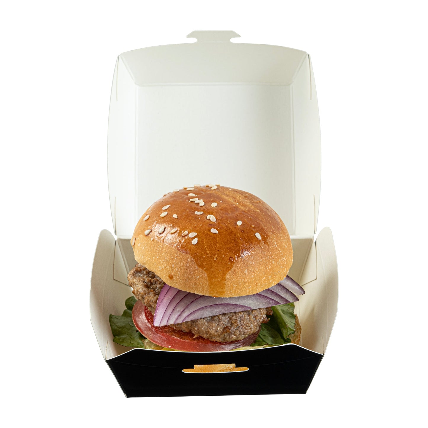 Bio Tek Black Paper Mini Burger Box - 2 3/4" x 2 3/4" x 2" - 100 count box