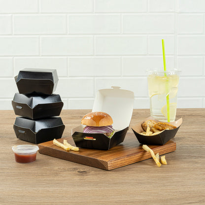 Bio Tek Black Paper Mini Burger Box - 2 3/4" x 2 3/4" x 2" - 100 count box