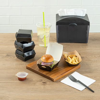 Bio Tek Black Paper Mini Burger Box - 2 3/4" x 2 3/4" x 2" - 100 count box