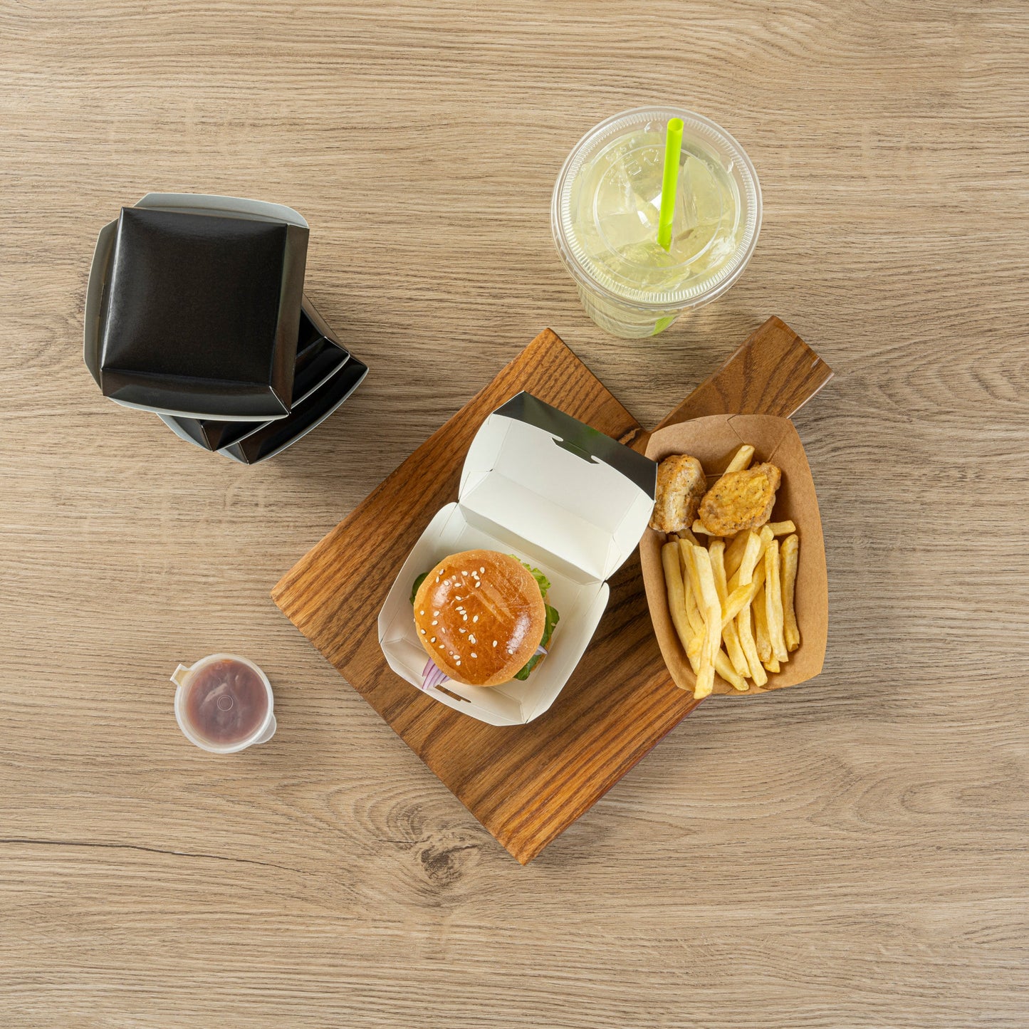 Bio Tek Black Paper Mini Burger Box - 2 3/4" x 2 3/4" x 2" - 100 count box