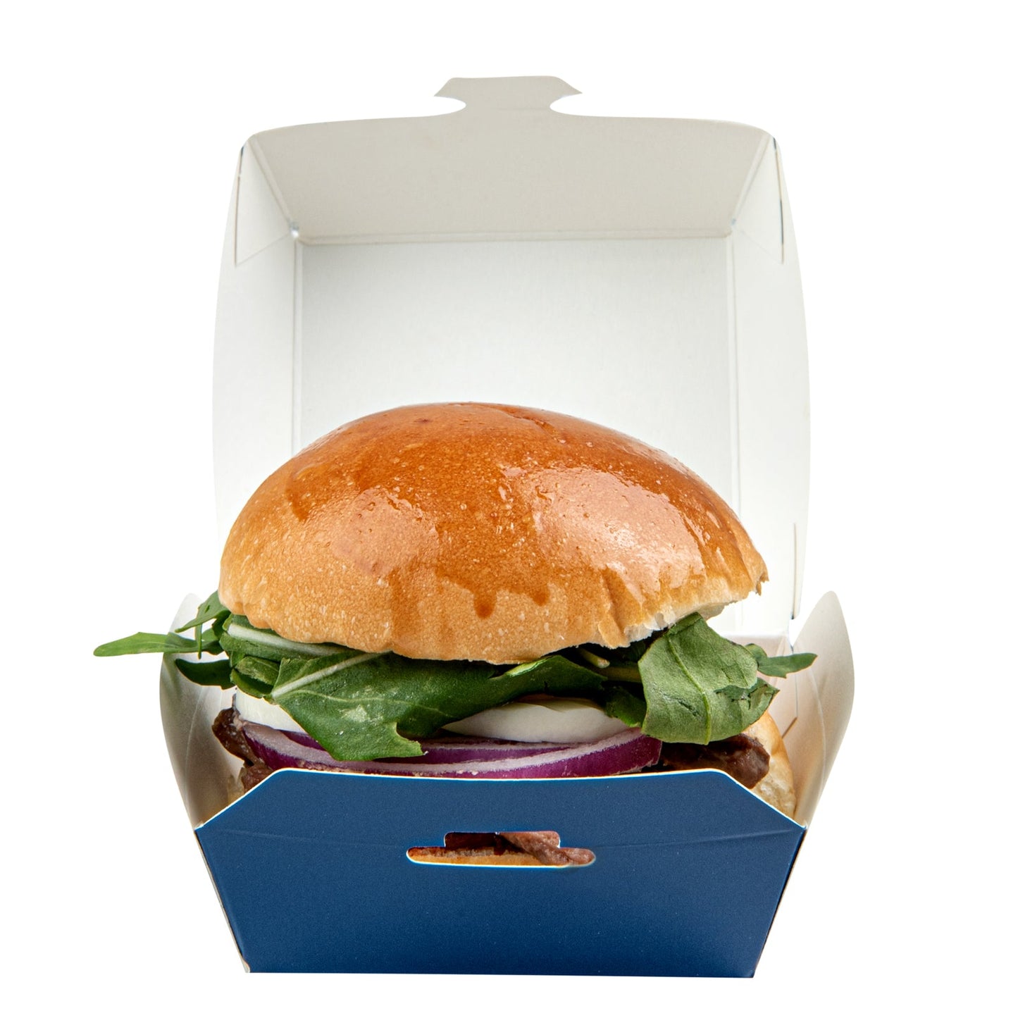 Bio Tek Frenchie Paper Mini Burger Box - 2 3/4" x 2 3/4" x 2" - 100 count box