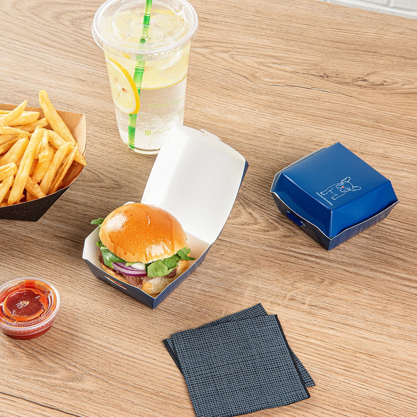 Bio Tek Frenchie Paper Mini Burger Box - 2 3/4" x 2 3/4" x 2" - 100 count box