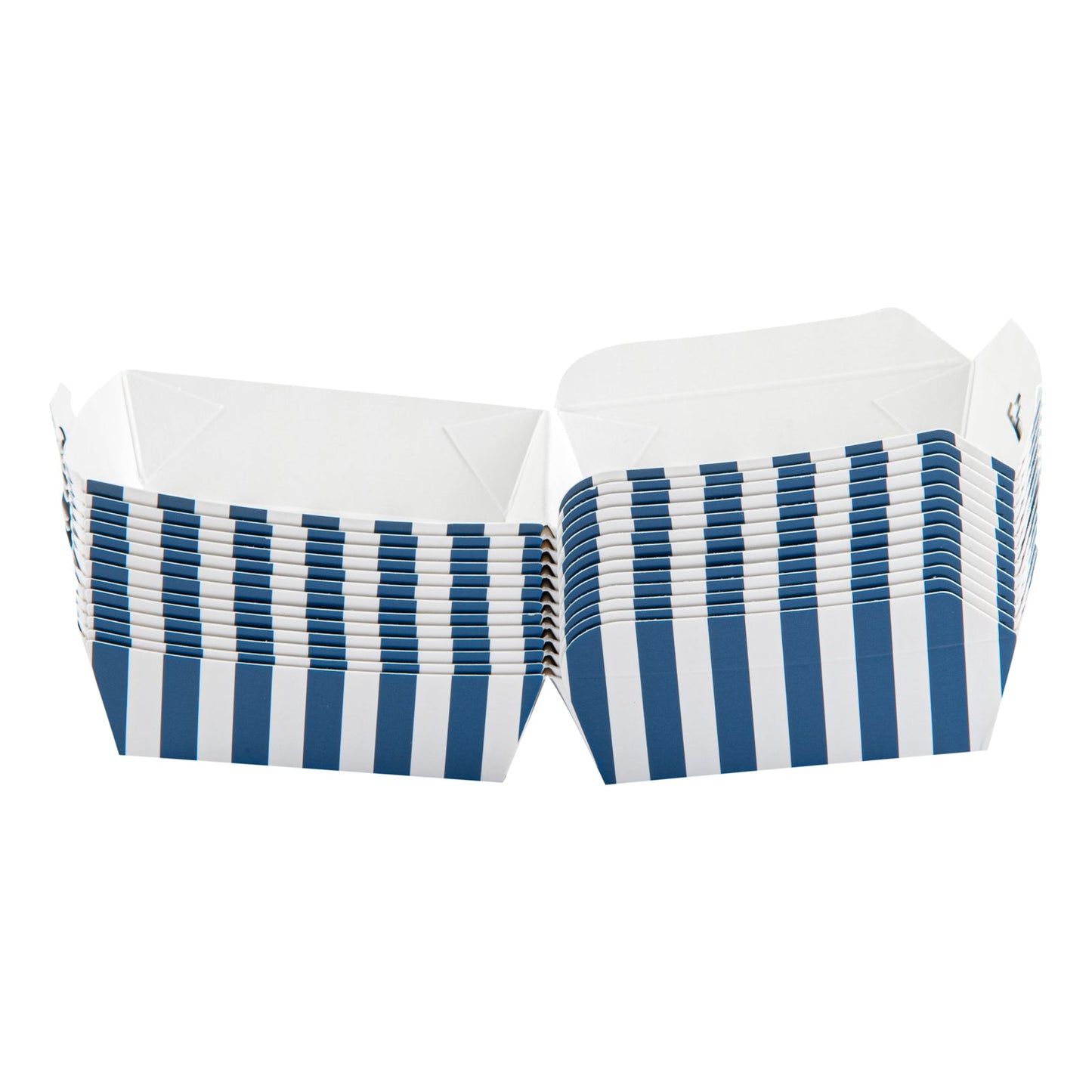 Bio Tek Blue and White Stripe Paper Mini Burger Box - 2 3/4" x 2 3/4" x 2" - 100 count box