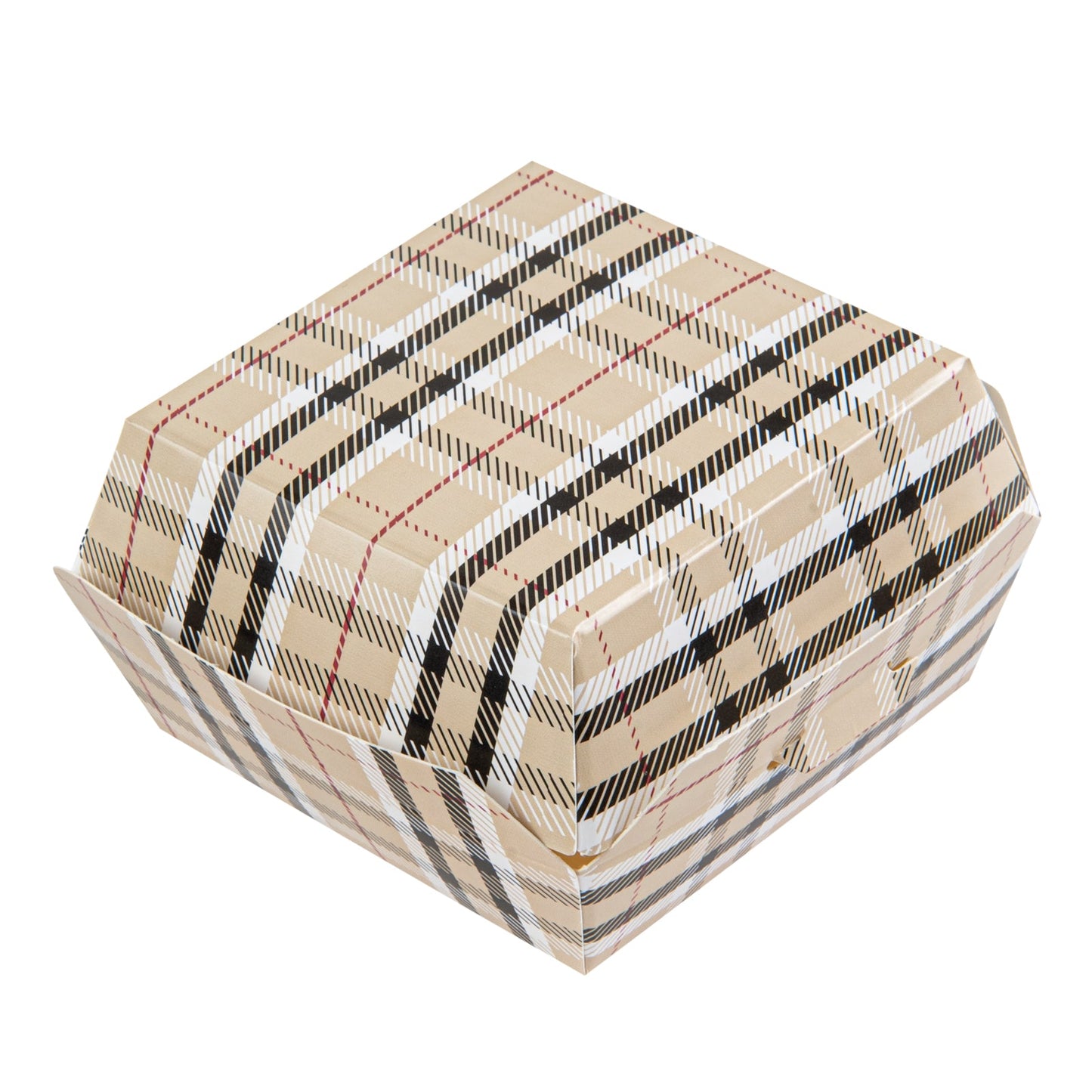 Bio Tek Plaid Paper Mini Burger Box - 2 3/4" x 2 3/4" x 2" - 100 count box