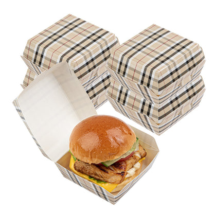 Bio Tek Plaid Paper Mini Burger Box - 2 3/4" x 2 3/4" x 2" - 100 count box