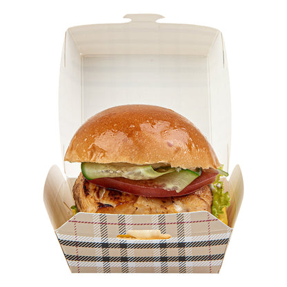 Bio Tek Plaid Paper Mini Burger Box - 2 3/4" x 2 3/4" x 2" - 100 count box