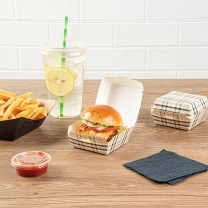 Bio Tek Plaid Paper Mini Burger Box - 2 3/4" x 2 3/4" x 2" - 100 count box