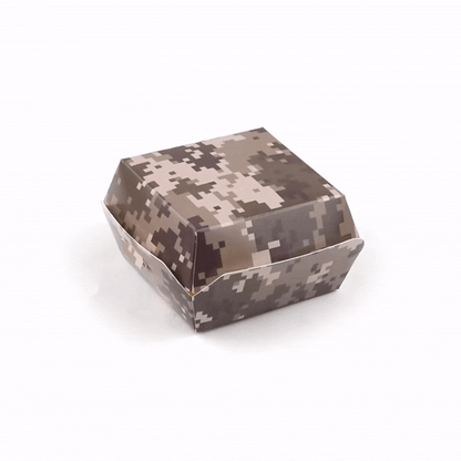 Bio Tek Camouflage Paper Mini Burger Box - 2 3/4" x 2 3/4" x 2" - 100 count box