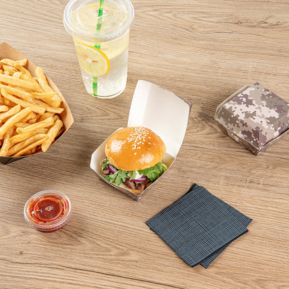 Bio Tek Camouflage Paper Mini Burger Box - 2 3/4" x 2 3/4" x 2" - 100 count box