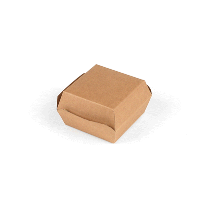 Bio Tek Kraft Paper Mini Burger Box - 2 3/4" x 2 3/4" x 2" - 100 count box