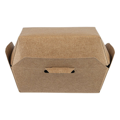 Bio Tek Kraft Paper Mini Burger Box - 2 3/4" x 2 3/4" x 2" - 100 count box