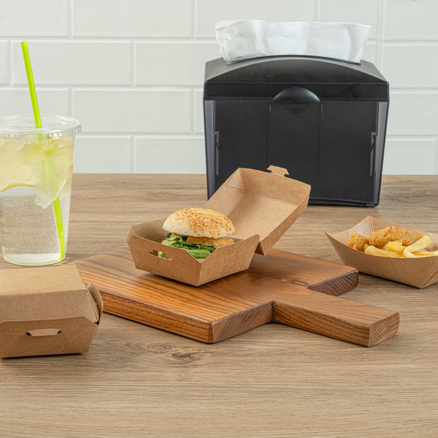 Bio Tek Kraft Paper Mini Burger Box - 2 3/4" x 2 3/4" x 2" - 100 count box