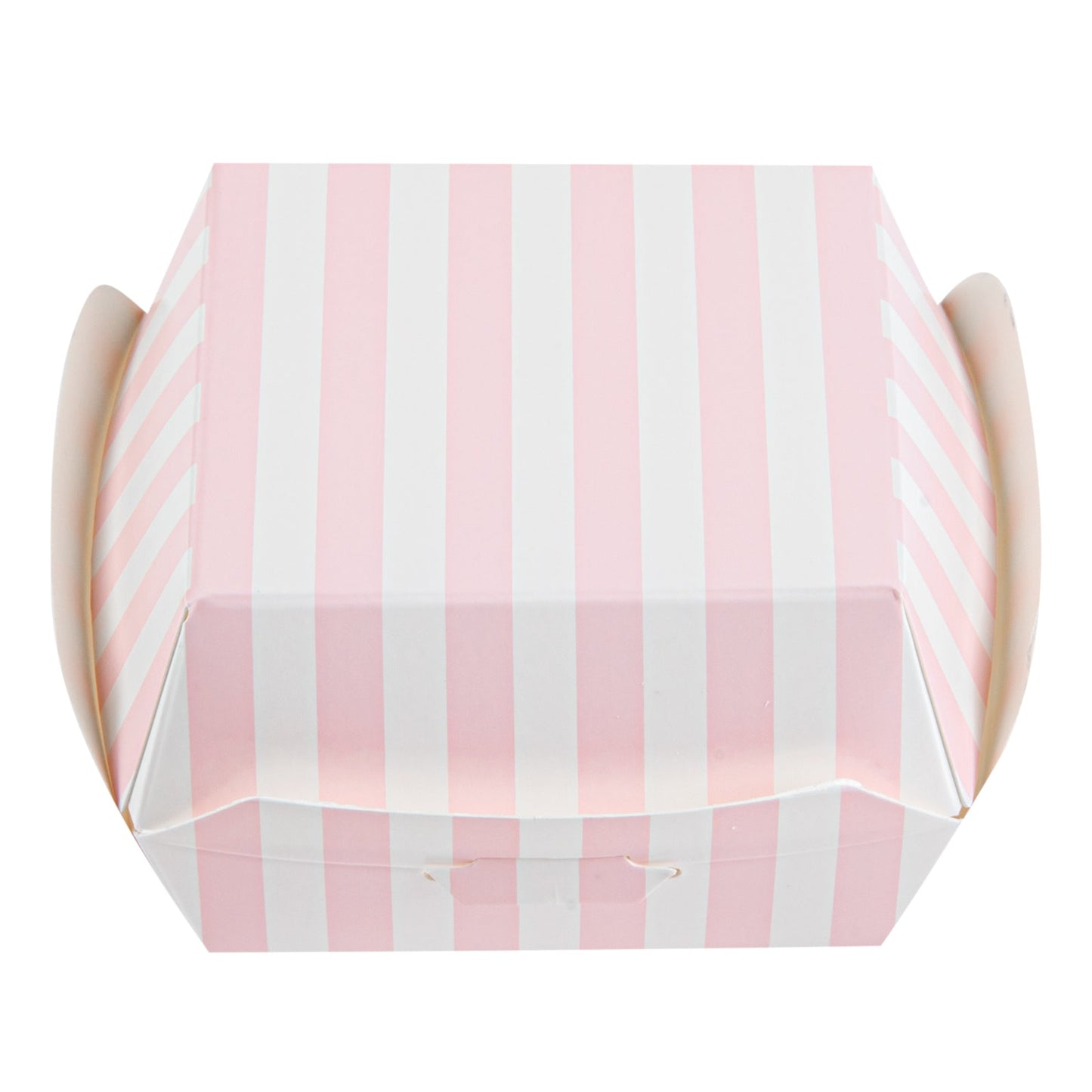 Bio Tek Pink and White Stripe Paper Mini Burger Box - 2 3/4" x 2 3/4" x 2" - 100 count box