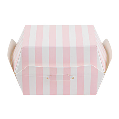 Bio Tek Pink and White Stripe Paper Mini Burger Box - 2 3/4" x 2 3/4" x 2" - 100 count box
