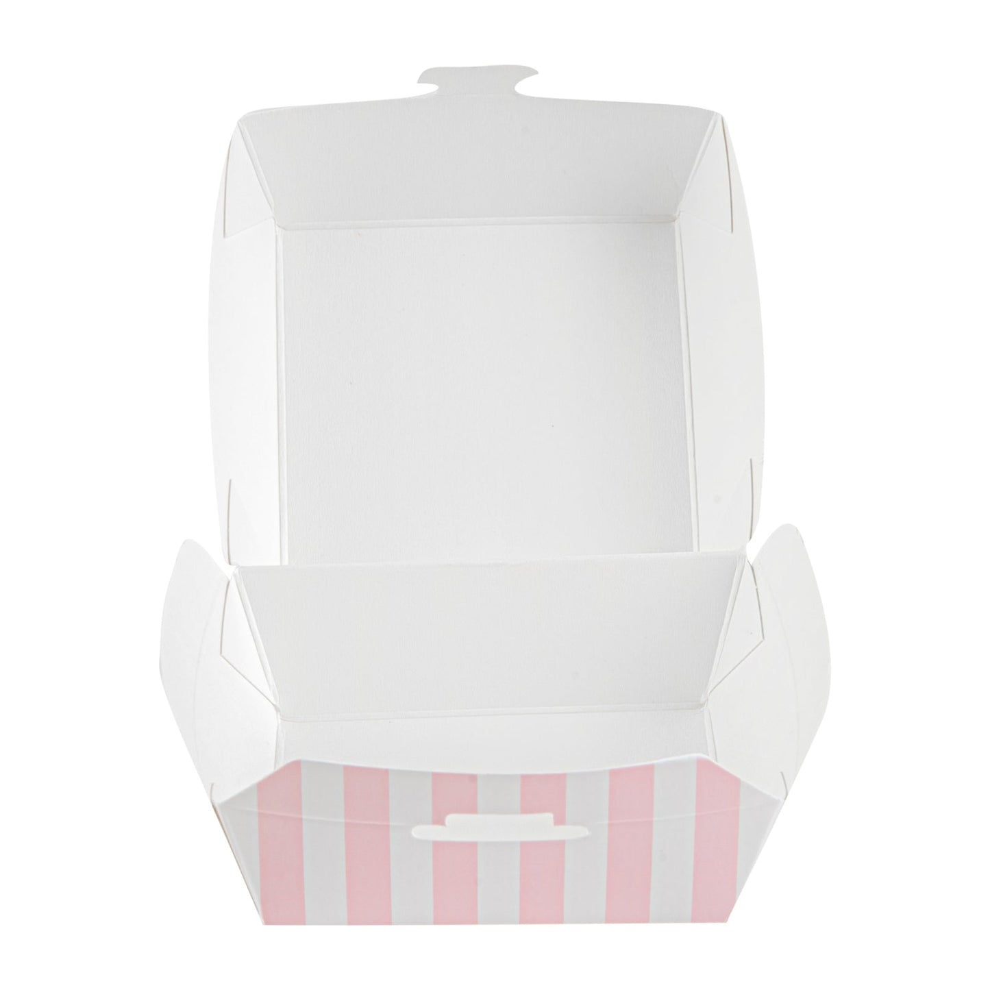 Bio Tek Pink and White Stripe Paper Mini Burger Box - 2 3/4" x 2 3/4" x 2" - 100 count box