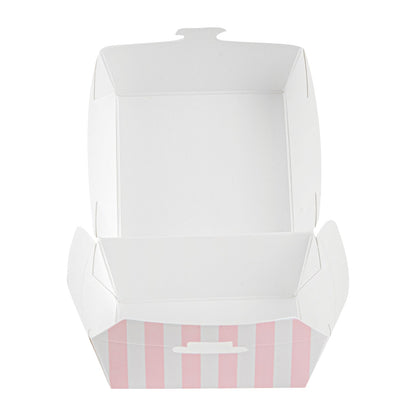 Bio Tek Pink and White Stripe Paper Mini Burger Box - 2 3/4" x 2 3/4" x 2" - 100 count box