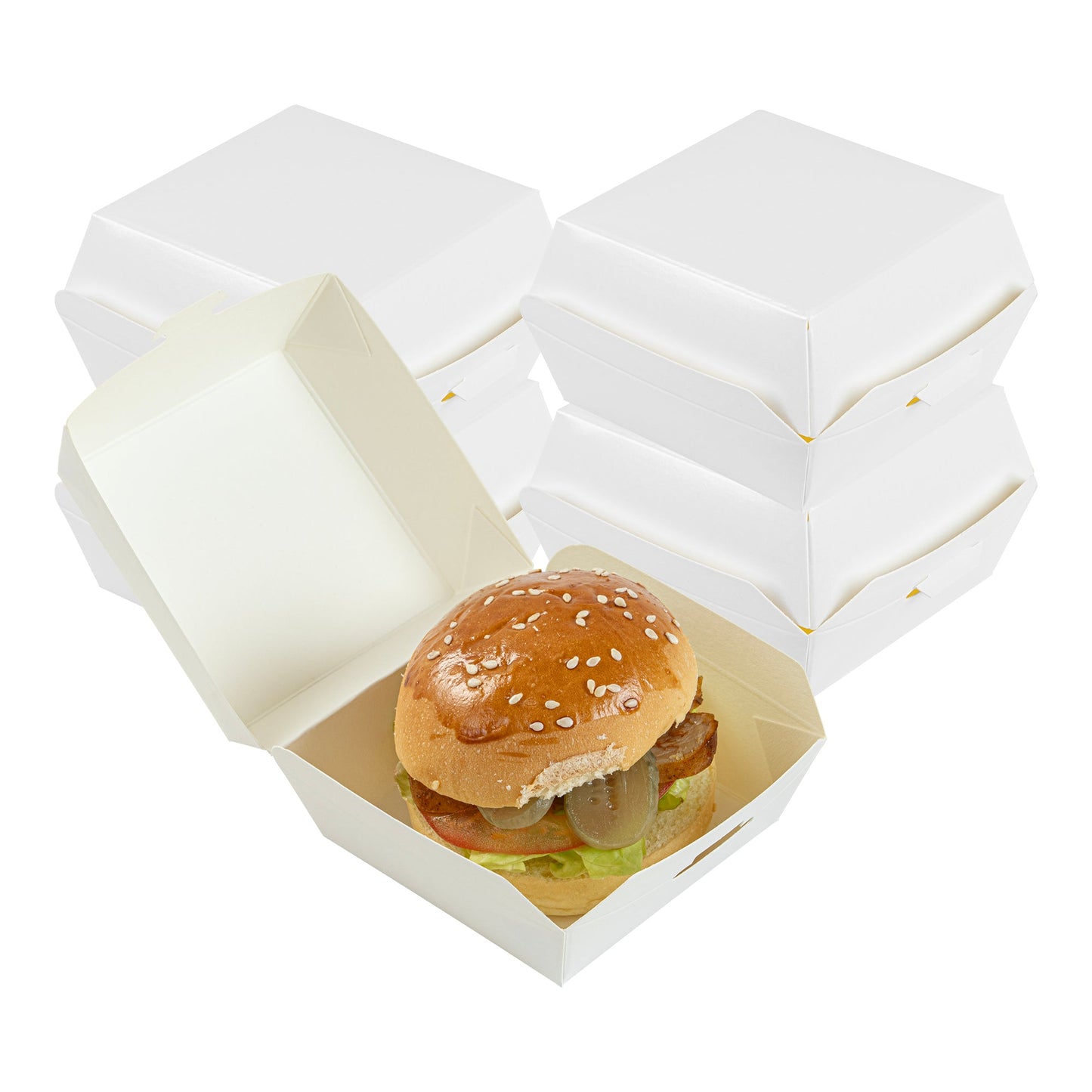 Bio Tek White Paper Mini Burger Box - 2 3/4" x 2 3/4" x 2" - 100 count box