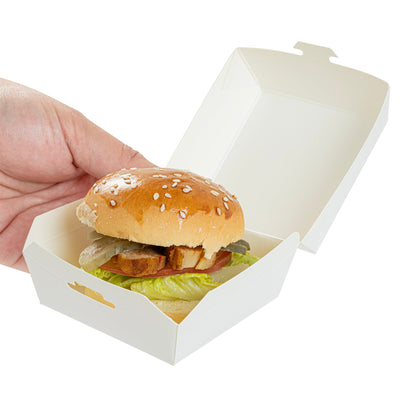 Bio Tek White Paper Mini Burger Box - 2 3/4" x 2 3/4" x 2" - 100 count box