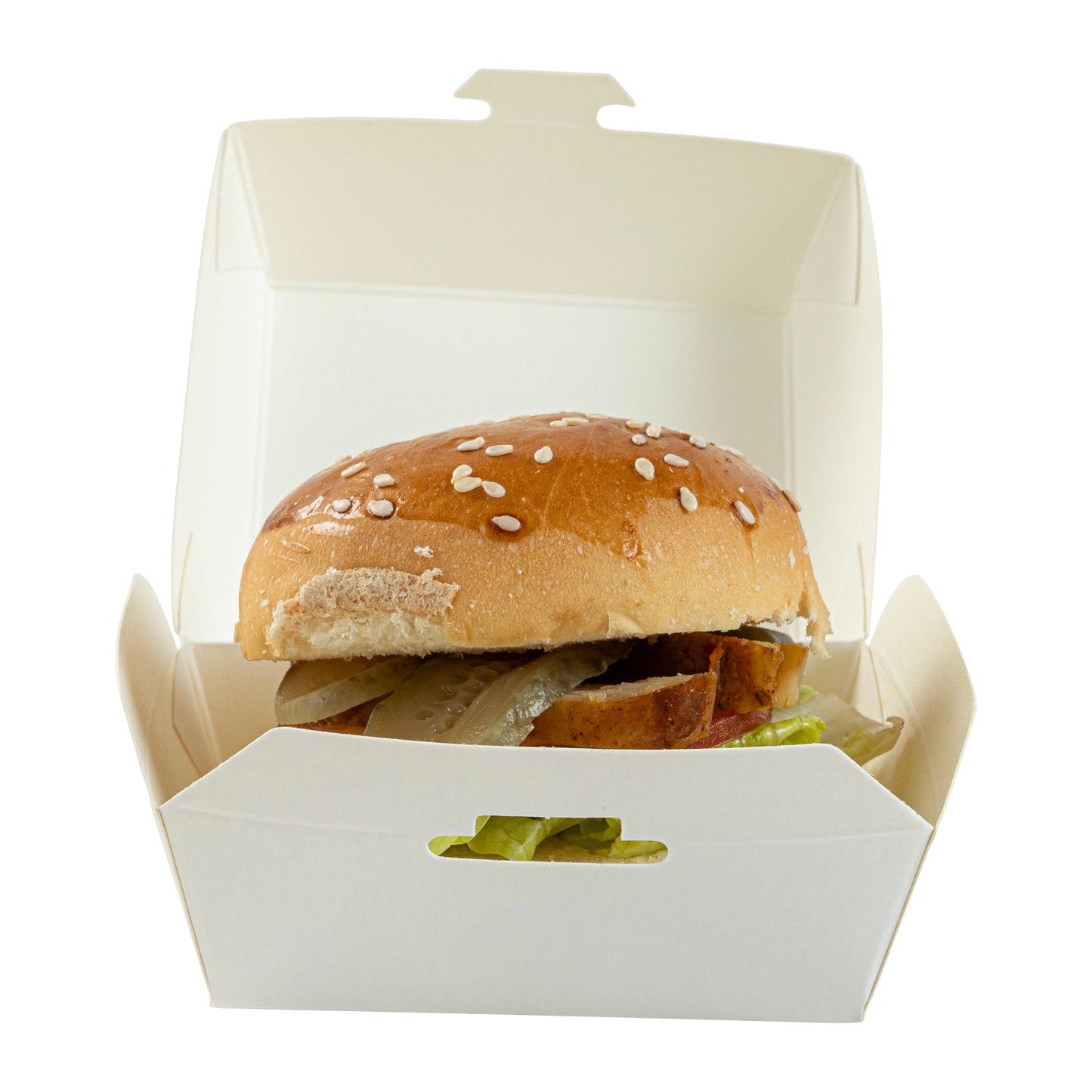 Bio Tek White Paper Mini Burger Box - 2 3/4" x 2 3/4" x 2" - 100 count box