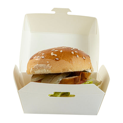Bio Tek White Paper Mini Burger Box - 2 3/4" x 2 3/4" x 2" - 100 count box