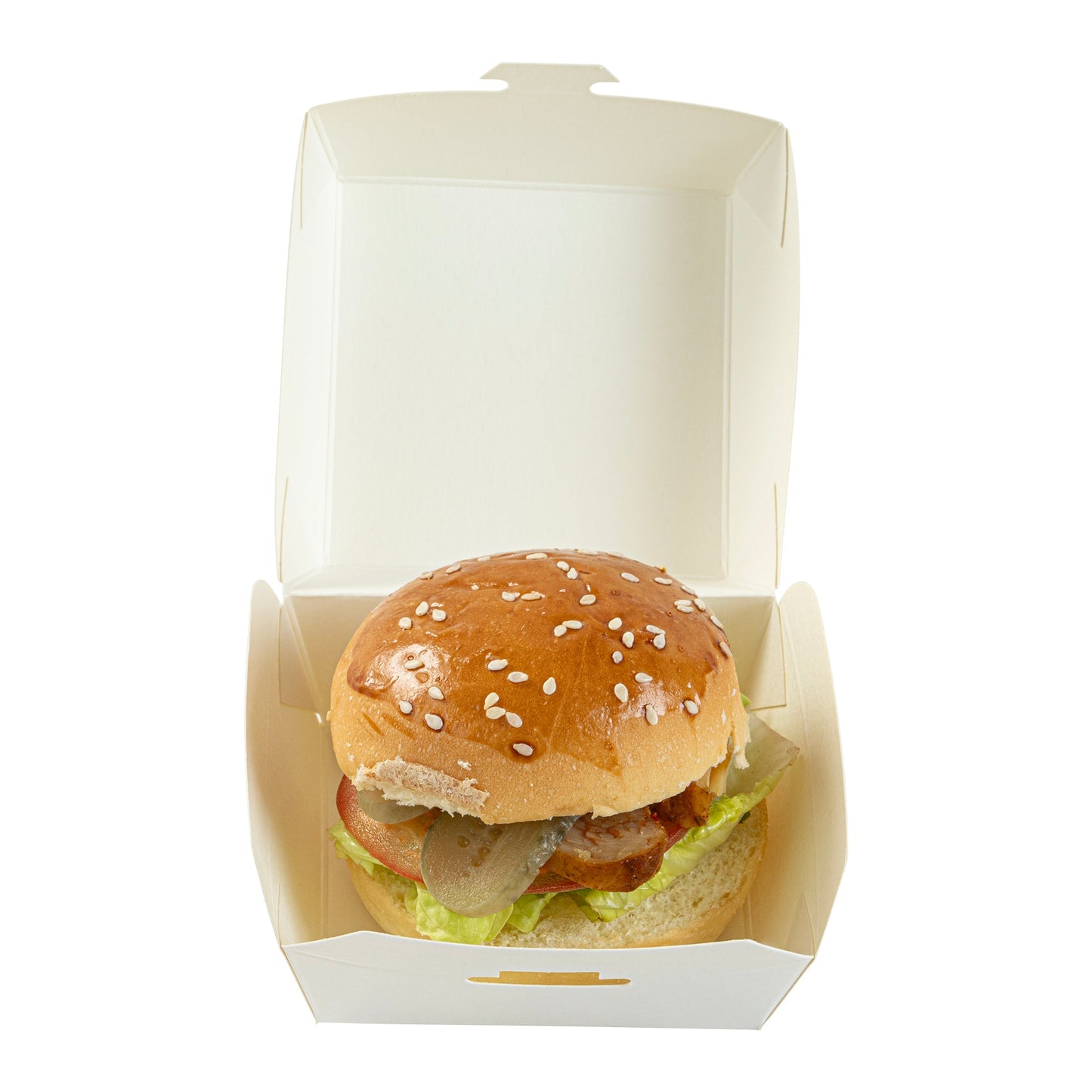 Bio Tek White Paper Mini Burger Box - 2 3/4" x 2 3/4" x 2" - 100 count box