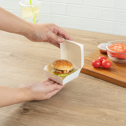 Bio Tek White Paper Mini Burger Box - 2 3/4" x 2 3/4" x 2" - 100 count box