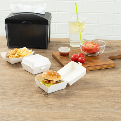 Bio Tek White Paper Mini Burger Box - 2 3/4" x 2 3/4" x 2" - 100 count box