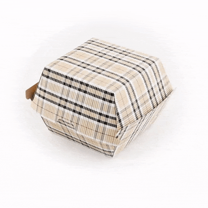 Bio Tek Plaid Paper Burger Box - Ripple Wall - 4" x 4" x 3 3/4" - 100 count box