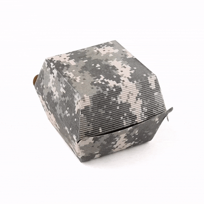 Bio Tek Camouflage Paper Burger Box - Ripple Wall - 4" x 4" x 3 3/4" - 100 count box